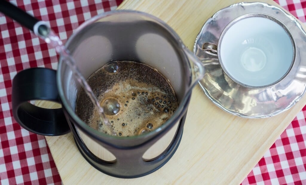 Add Rest of Water to French Press